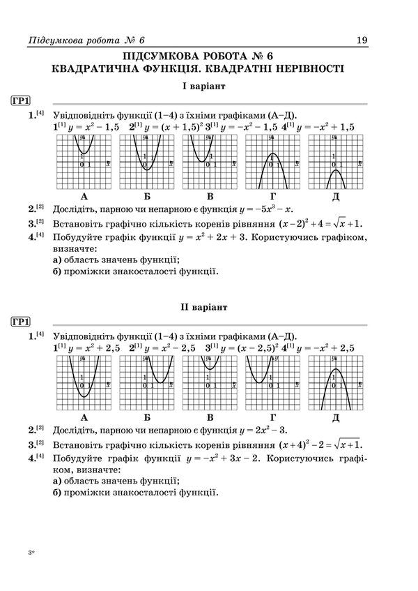 Algebra Final Papers By Groups Of Results 9Th Grade - Алгебра Пдсумков роботи за групами результатв 9 клас Galina Herman, Ksenia Solovei - Галина Герман, Ксеня Соловей 9789660745759-6