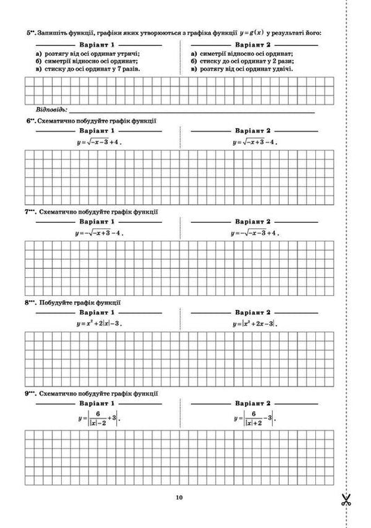 Algebra and beginnings of analysis. Geometry. Workbook for current and thematic assessment. Grade 10 / Алгебра і початки аналізу. Геометрія. Зошит для поточного та тематичного оцінювання. 10 клас О. Каплун 978-966-925-030-8-2