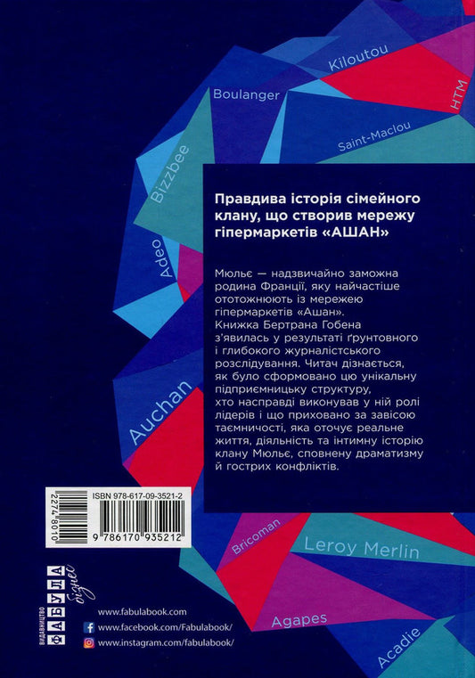 Behind the scenes of the Mulier empire. The true story of the family clan that created the chain of hypermarkets 'Auchan' / За лаштунками імперії Мюльє. Справжня історія сімейного клану, що створив мережу гіпермаркетів 'Ашан' Бертран Гобэн 978-617-09-3521-2-2