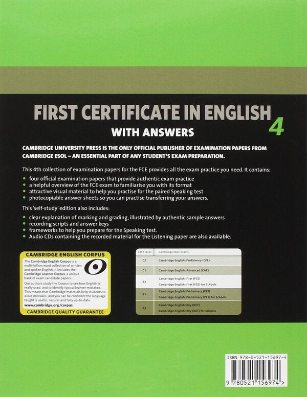 Cambridge First Certificate in English 4 / Cambridge First Certificate in English 4 978-0521156974-2