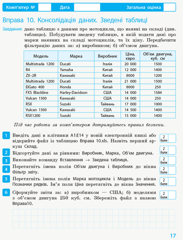 Computer Science. 10(11) grade. A workbook. Standard level. To the textbook O. O. Bondarenko, V. V. Lastovetskyi, O. P. Pylypchuk, E. A. Shestopalov. / Інформатика. 10(11) клас. Робочий зошит. Рівень стандарт. До підручника Бондаренко О.О., Ластовецького В.В., Пилипчука О.П., Шестопалова Є.А. 9786170948496-4