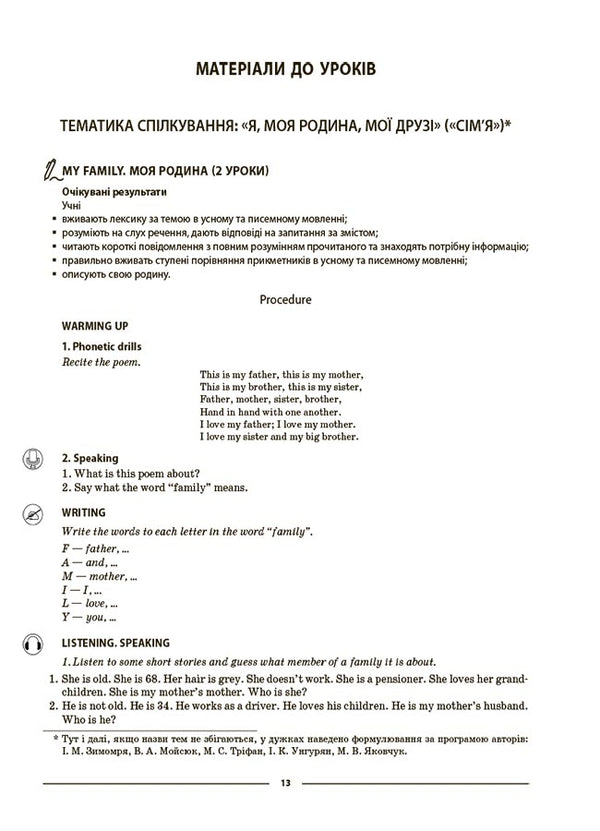 English. 6th grade Part 1. Materials for lessons / Англійська мова. 6 клас. Частина 1. Матеріали до уроків Ю. Горбунова, В. Кончич 978-6-17-004164-7-6