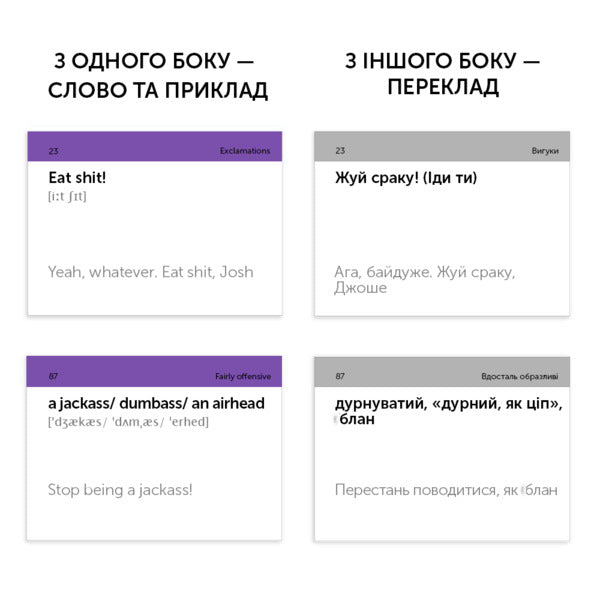 English Slang 18+. 105 cards for learning English / English Slang 18+. 105 карток для вивчення англійської мови 9786177702633-2
