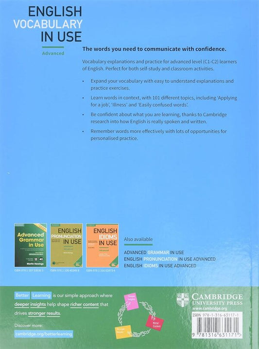 English Vocabulary In Use. Advanced Book With Answers. Vocabulary Reference And Practice Michael McCarthy, Felicity O'Dell / Майкл Маккарти, Фелисити О'Делл 9781316631171-2