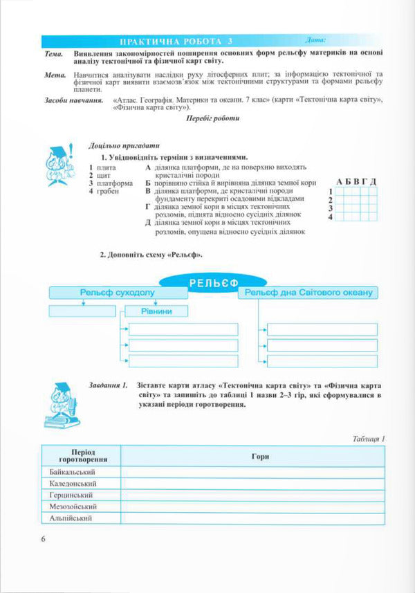Geography Of Continents And Oceans. Practical Work. 7Th Grade / Географія материків та океанів. Практичні роботи. 7 клас Olga Varakuta, E. Shvets / Ольга Варакута, Є. Швець 9789660743076-6