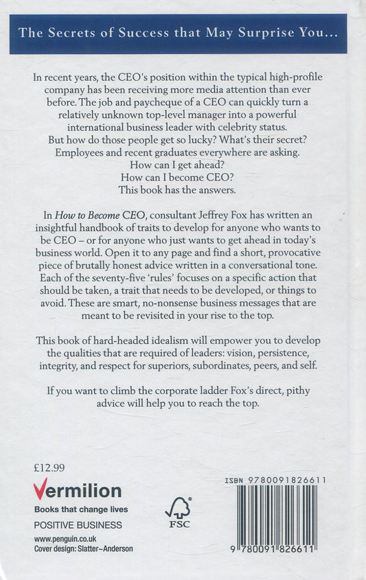 How To Become CEO Jeffrey J. Fox / Джеффри Дж. Фокс 9780091826611-2