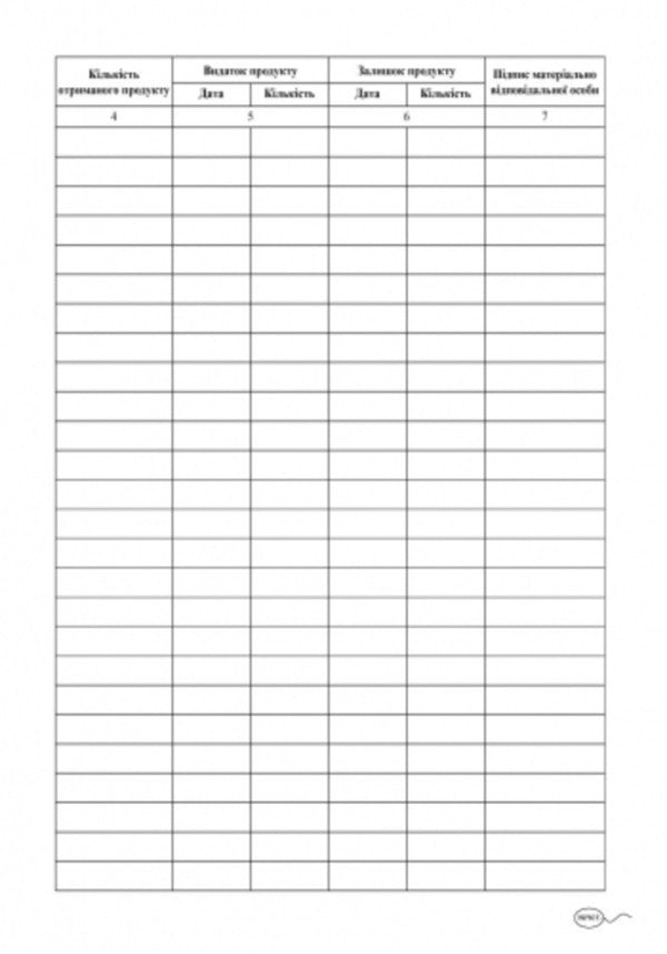 Journal of warehouse accounting of DZ / Журнал складського обліку ДНЗ 9789663132969-6