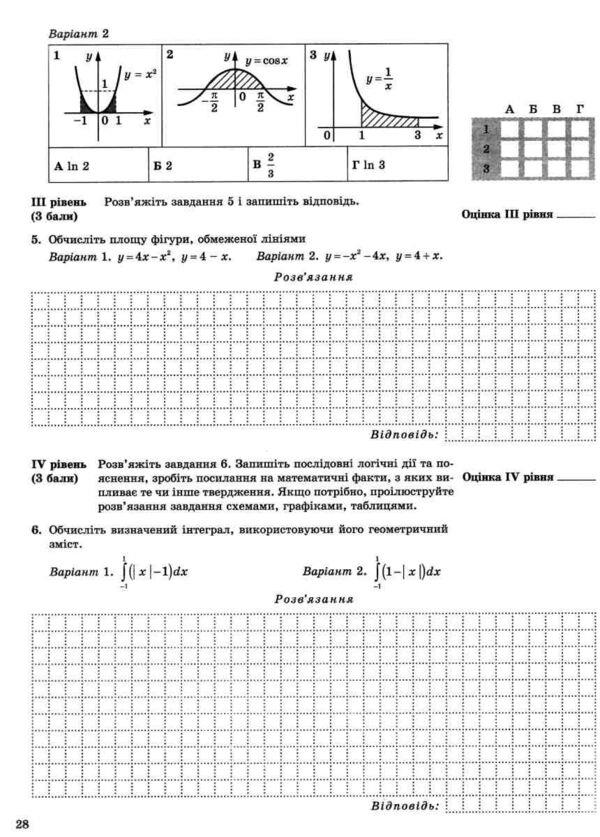 Math. Grade 11. Workbook for current and thematic assessment. Standard level / Математика. 11 клас. Робочий зошит для поточного і тематичного оцінювання. Рівень стандарту Александр Роганин 9789664743331-5