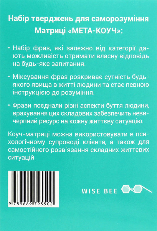 Matrix 'META-COACH' statements for self-understanding / Матриці 'МЕТА-КОУЧ' твердження для саморозуміння Виктория Назаревич 9789669795502-2