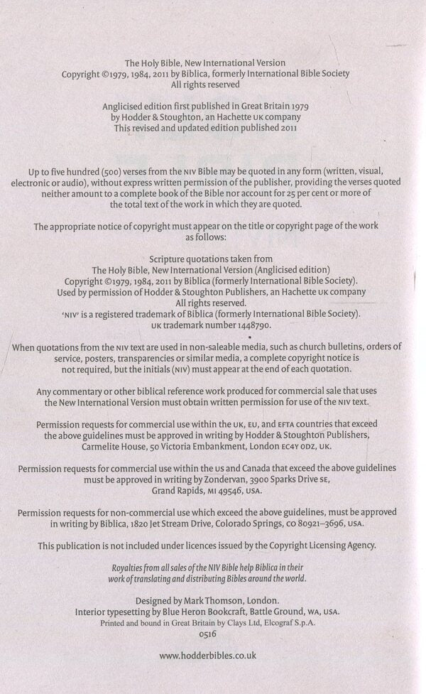 NIV Holy Bible / NIV Holy Bible 978-1-473-61894-7-6