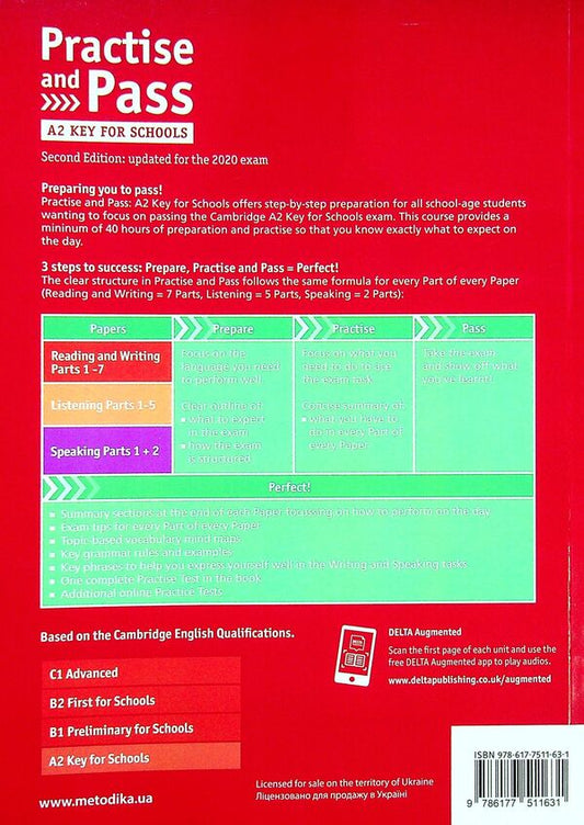 Practice and Pass for Schools. key. Student's Book A2 / Practise and Pass for Schools. Key. Student's Book A2 Меган Родерик, Бернардо Моралес 978-617-7511-63-1-2