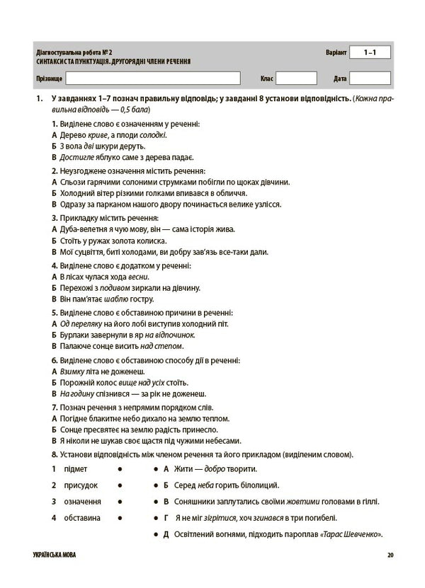 Ukrainian. All diagnostic work. Grade 8 / Українська мова. Усі діагностувальні роботи. 8 клас Марина Коновалова, Галина Фефилова 9786170043351-6
