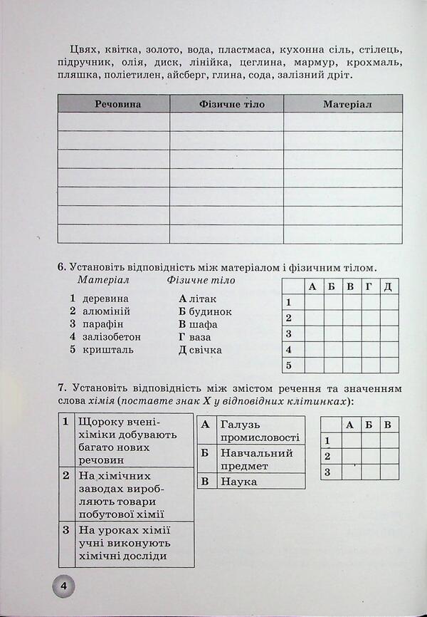 Workbook from the chemistry of the 7th grade student / Робочий зошит з хімії учня 7 класу Елена Иванащенко, І. Михайлова 9786177735044-6