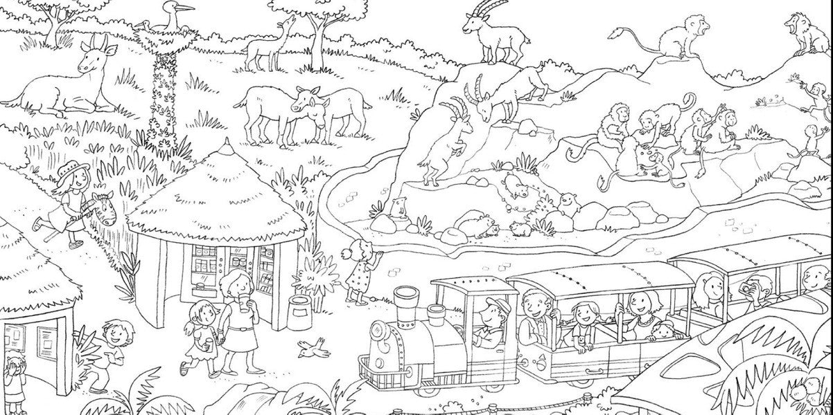 Zoo. Wimmelbuch coloring page / Зоопарк. Віммельбух-розмальовка Каролин Гертлер 978-617-7395-05-7-6