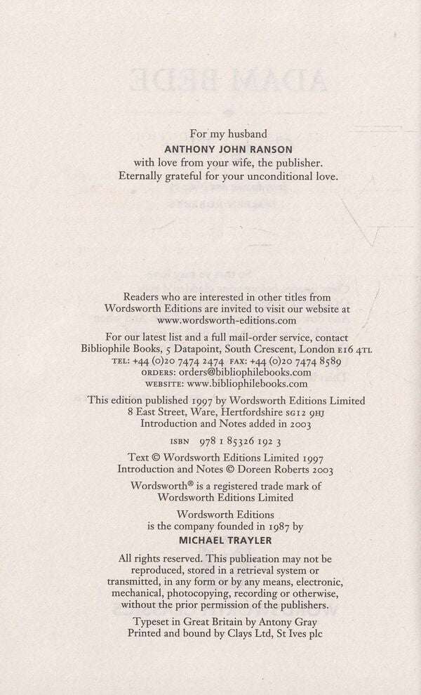 Adam Bede / Adam Bede Джордж Элиот 978-1-85326-192-3-3