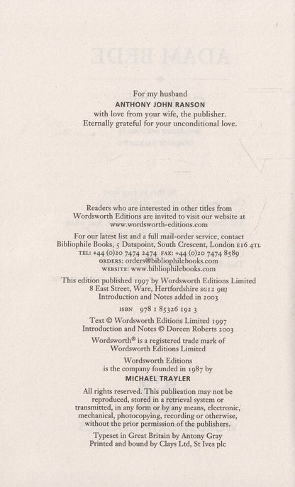 Adam Bede / Adam Bede Джордж Элиот 978-1-85326-192-3-3