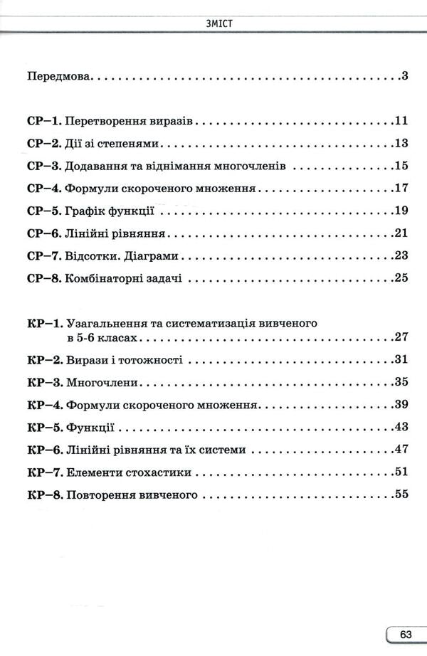 Algebra. 7Th Grade. Independent And Control Works / Алгебра. 7 клас. Самостійні та контрольні роботи Nina Tarasenkova, Oksana Kolomiets, Zoya Serdyuk, Elena Danko, Iryna Bogatyreva / Нина Тарасенкова, Оксана Коломиец, Зоя Сердюк, Елена Данько, Ирина Богатырева 9789669913319-3