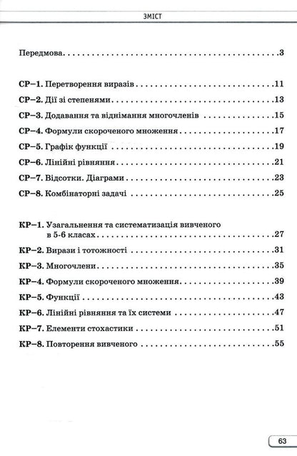 Algebra. 7Th Grade. Independent And Control Works / Алгебра. 7 клас. Самостійні та контрольні роботи Nina Tarasenkova, Oksana Kolomiets, Zoya Serdyuk, Elena Danko, Iryna Bogatyreva / Нина Тарасенкова, Оксана Коломиец, Зоя Сердюк, Елена Данько, Ирина Богатырева 9789669913319-3