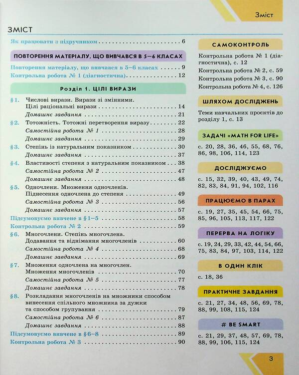 Algebra. 7Th Grade / Алгебра. 7 клас Natalia Prokopenko, Yury Zahariychenko, Larisa Pekarskaya / Наталія Прокопенко, Юрій Захарійченко, Лариса Пекарська 9786170988393-4
