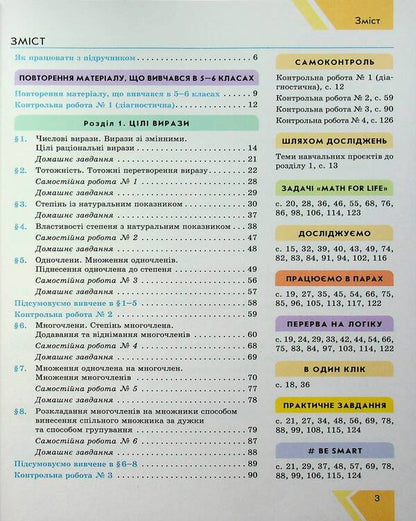 Algebra. 7Th Grade / Алгебра. 7 клас Natalia Prokopenko, Yury Zahariychenko, Larisa Pekarskaya / Наталія Прокопенко, Юрій Захарійченко, Лариса Пекарська 9786170988393-4