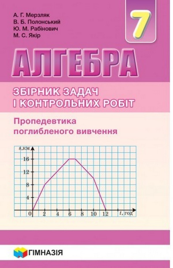 Algebra. 7th grade. A collection of problems and control works / Алгебра. 7 клас. Збірник задач і контрольних робіт Аркадий Мерзляк, Виталий Полонский, Михаил Якир, Юхим Рабинович 978-966-474-301-0-1