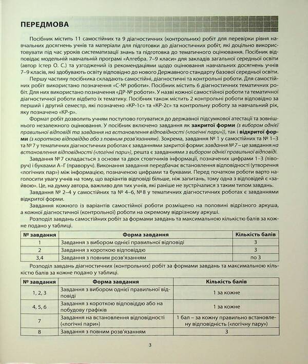 Algebra. Diagnostic works. 7th grade / Алгебра. Діагностичні роботи. 7клас Александр Истер 978-617-539-384-0-3