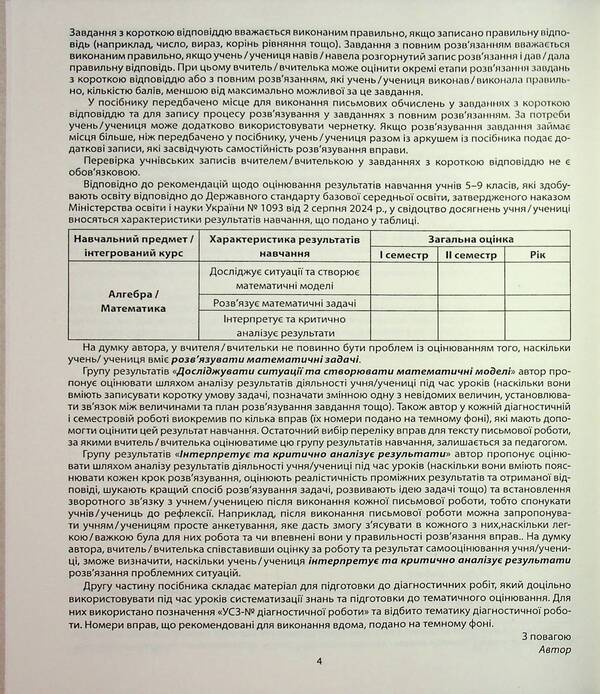 Algebra. Grade 8. Diagnostic work / Алгебра. 8 клас. Діагностичні роботи Александр Истер 978-617-539-404-5-4