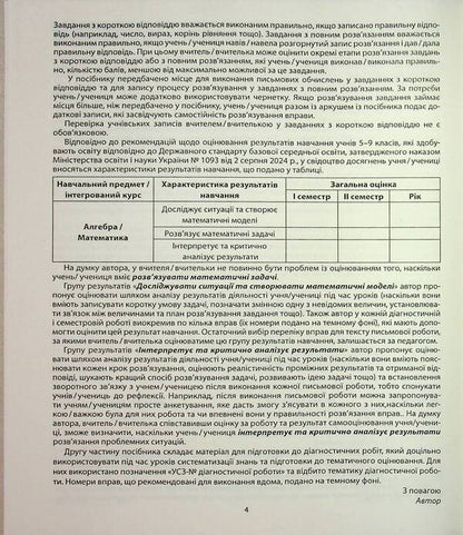 Algebra. Grade 8. Diagnostic work / Алгебра. 8 клас. Діагностичні роботи Александр Истер 978-617-539-404-5-4