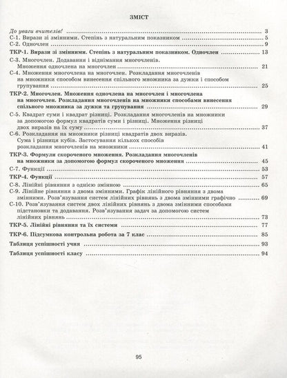 Algebra. Workbook for independent and thematic control works. 7th grade / Алгебра. Зошит для самостійних та тематичних контрольних робіт. 7 клас Александр Истер 978-966-11-1079-2-3