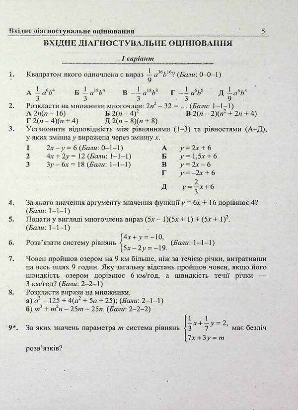Algebra diagnosing work. Grade 8 (by program: A. Merzlyak et al.; O. Easter) / Діагностувальні роботи з алгебри. 8 клас (за прогр.: А. Мерзляк та ін.; О. Істер) Сергей Мартынюк, Олеся Мартынюк, Л. Кондратьева, Ольга Тепцова 9789660744417-6
