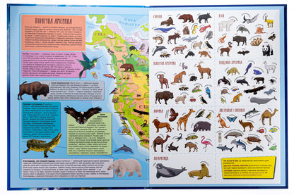 Animal Atlas Of The Seven Continents With Stickers + A Set Of 25 Animated Cards - Атлас Тварини семи континентв з налпками + набр оживаючих карток 25 штук - Author not specified 9786178237127-3