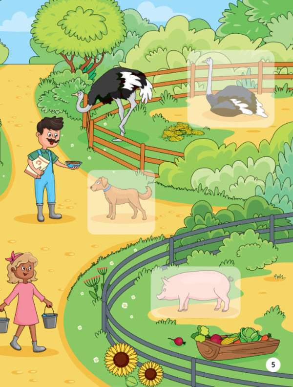 Animals in the village. + 32 stickers / Тваринки у селі. + 32 наліпки Ольга Шевченко 978-617-17-0147-2-6