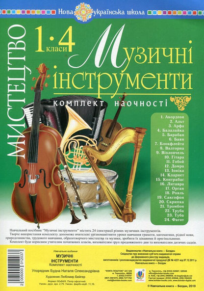 Art. 1-4 Classes. Musical Instruments. Visualization Set / Мистецтво. 1-4 класи. Музичні інструменти. Комплект наочності Natalia Budnaya / Наталія Будна Does not apply-1