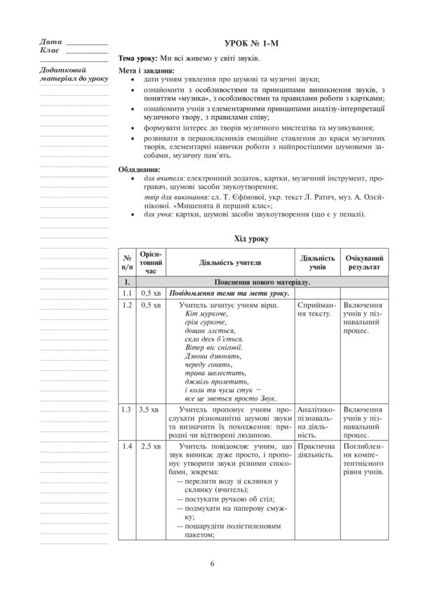 Art. 1st class. Lesson notes / Мистецтво. 1 клас. Конспекти уроків Сергей Федун 978-966-10-5649-6-6