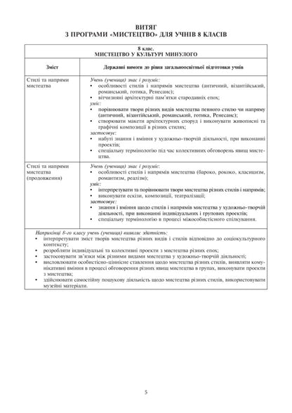 Art. Lesson notes. 8th grade / Мистецтво. Конспекти уроків. 8 клас Людмила Кондратова 978-966-10-4645-9-6