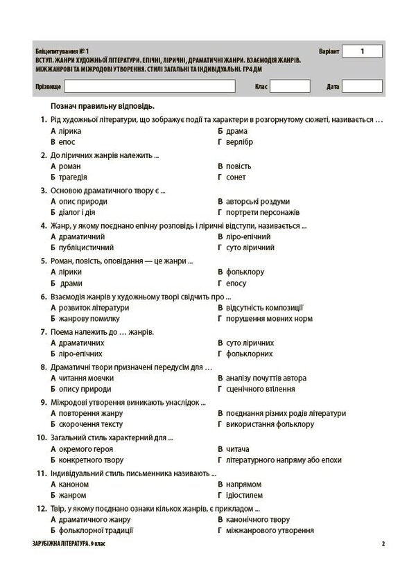 Assessment Foreign Literature All Diagnostic Works 9Th Grade - Оцнювання Зарубжна лтература Ус дагностувальн роботи 9 клас Maryna Konovalova, Galina Fefilova - Марина Коновалова, Галина Фефлова 9786170040824-4