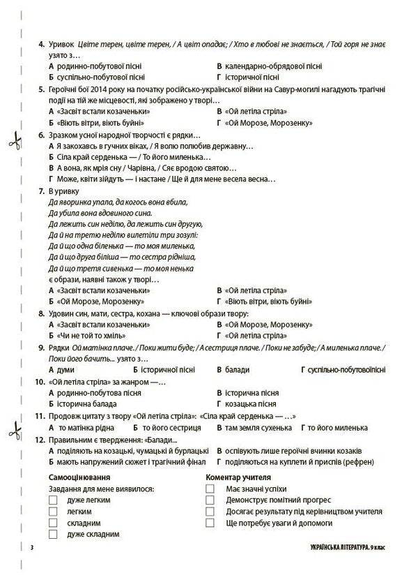 Assessment Ukrainian Literature All Diagnostic Works 9Th Grade O V Zabolotny, O V Slonivska, I V Yarmulska - Оцнювання Укранська лтература Ус дагностувальн роботи 9 клас Заболотний О В , Слоньовська О В , Ярмульська  В Olga Kucinko - Ольга Куцинко 9786170044471-4
