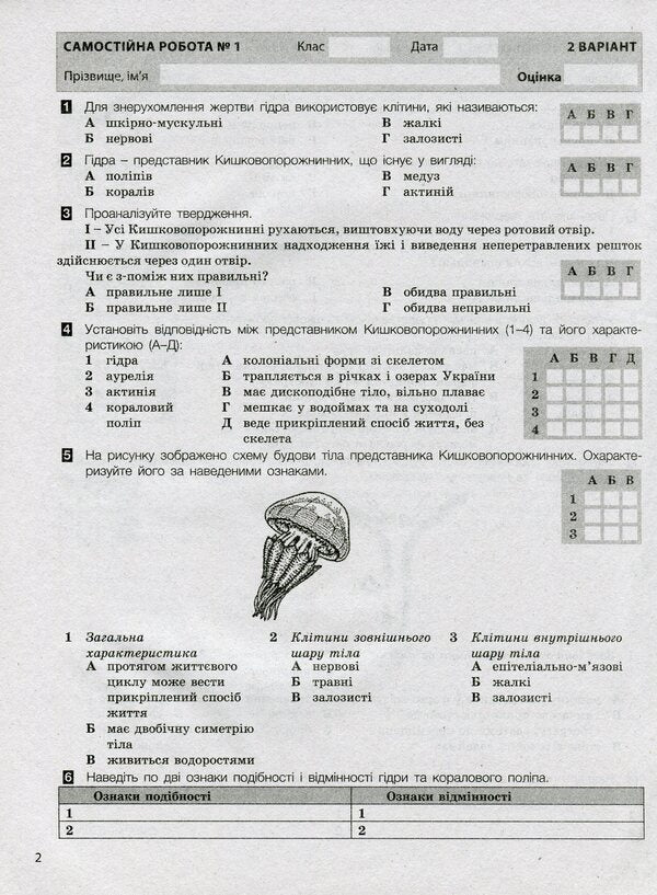 Biology. 7th grade. Test control of learning results / Біологія. 7 клас. Тестовий контроль результатів навчання Оксана Спрягайло, Александр Спрягайло 978-966-945-223-8-4