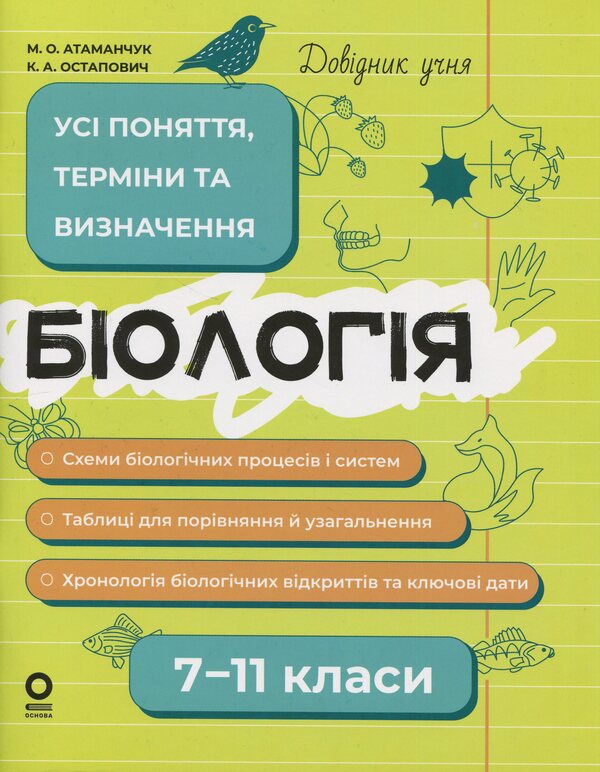 Biology. All concepts, terms and definitions. Grades 7-11 / Біологія. Усі поняття, терміни та визначення. 7–11 класи Маргарита Атаманчук, К. Остапович 9786170043634-1