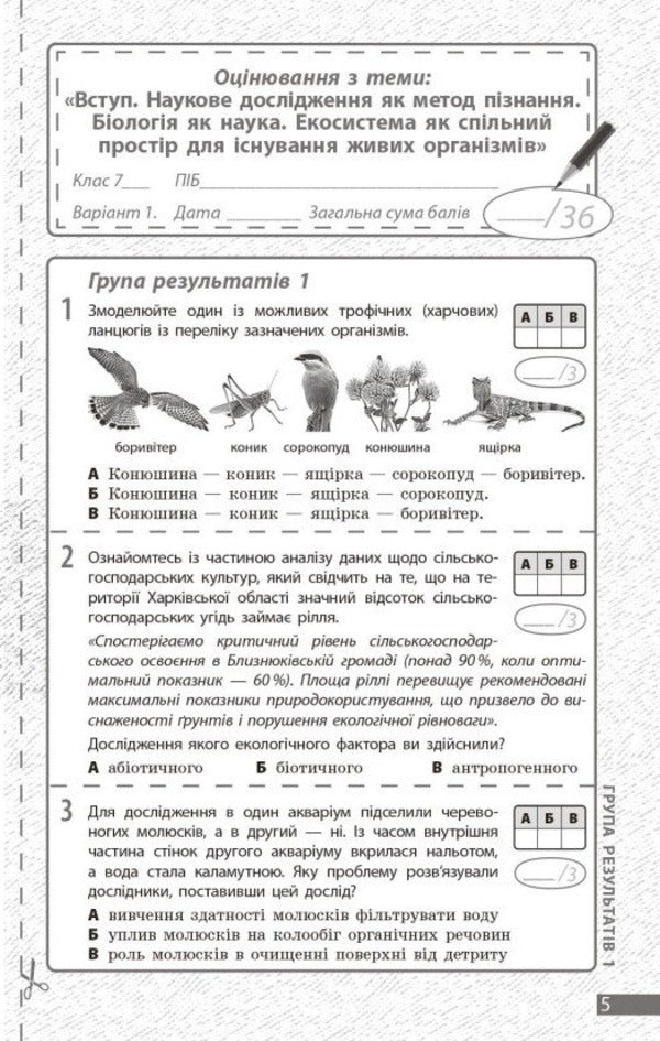 Biology. Grade 7. Current And Final Assessment By Results Groups And Diagnosing Work / Біологія. 7 клас. Поточне та підсумкове оцінювання за групами результатів і діагностувальна робота Ludmila Dovgal, Andrey Samoilov / Lyudmila Dovgal, Андрій Самолилов 9786170998279-4
