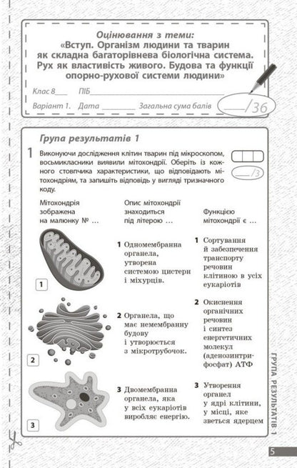 Biology. Grade 8. Current and final assessment by results groups and diagnosing work / Біологія. 8 клас. Поточне та підсумкове оцінювання за групами результатів і діагностувальна робота Людмила Довгаль 978-617-09-9829-3-4