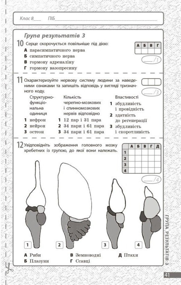 Biology. Grade 8. Current and final assessment by results groups and diagnosing work / Біологія. 8 клас. Поточне та підсумкове оцінювання за групами результатів і діагностувальна робота Людмила Довгаль 978-617-09-9829-3-6