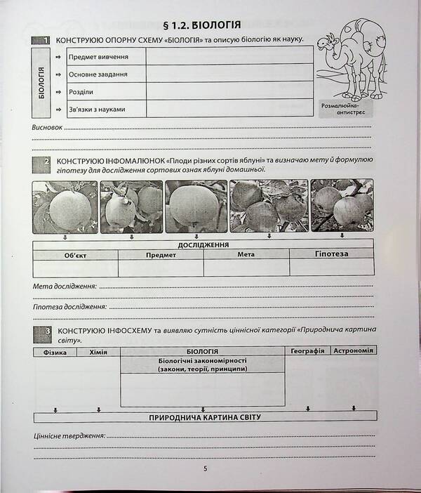 Biology. My study notebook. 7th grade / Біологія. Мій зошит для навчання. 7 клас Валерий Соболь 978-617-539-386-4-5