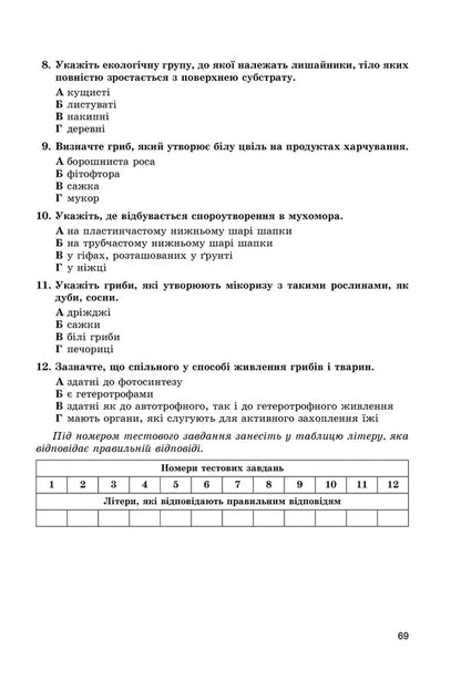 Biology. Workbook for knowledge control. 6th grade / Біологія. Зошит для контролю знань. 6 клас Павел Балан, Таллина Котик 978-966-11-0479-1-5