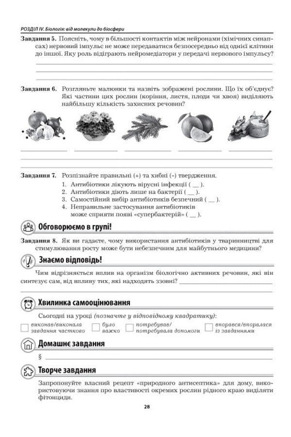 Biology 9Th Grade Workbook - Бологя 9 клас Робочий зошит Liliya Myrna, Valery Vyrkun, Marina Bityuk - Лля Мирна, Валерй Вркун, Марина Битюк 9789664965788-6