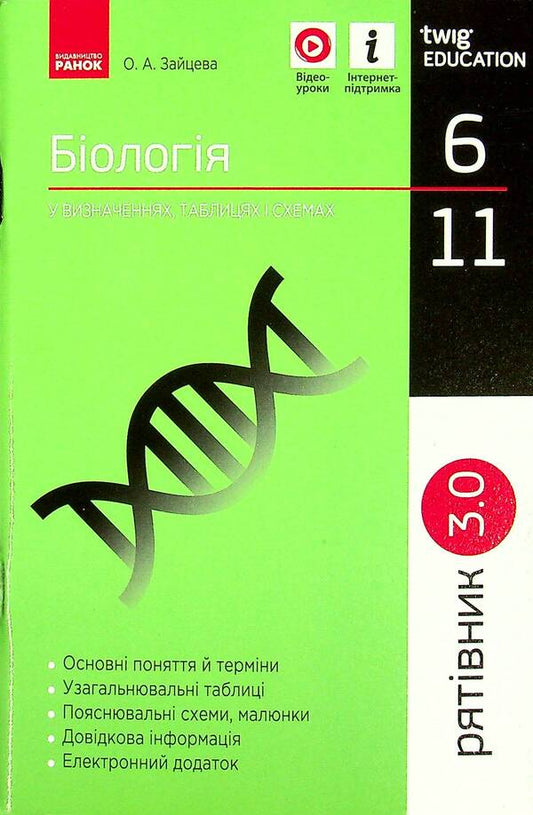 Biology In Definitions, Tables And Diagrams. 6-11Th Grade / Біологія у визначеннях, таблицях і схемах. 6-11 клас Ksenia Zaitseva / Ксенія Зайцева 9786170971609-1