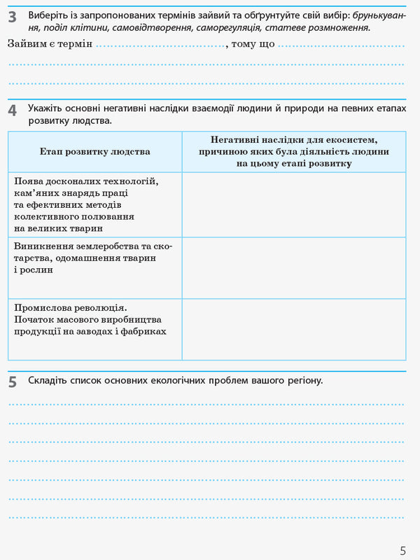 Biology and ecology. Grade 10. A workbook / Біологія і екологія. 10 клас. Робочий зошит Константин Задорожный 9786170944931-5