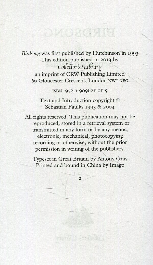 Birdsong / Birdsong Себастьян Фолкс 978-1-909621-01-5-3