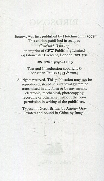 Birdsong / Birdsong Себастьян Фолкс 978-1-909621-01-5-3