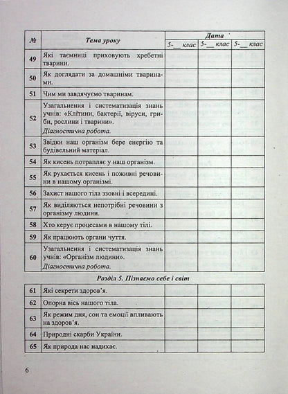 Calendar And Thematic Planning. We Get To Know Nature. 5Th Grade / Календарно-тематичне планування. Пізнаємо природу. 5 клас Irina Zharkova / Ірина Жаркова 9789660740662-4
